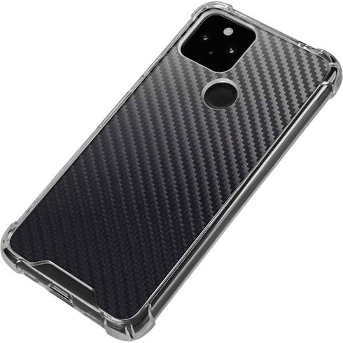 Black Carbon Fiber Specialty Texture Material Google Pixel 5a 5G Clear Case